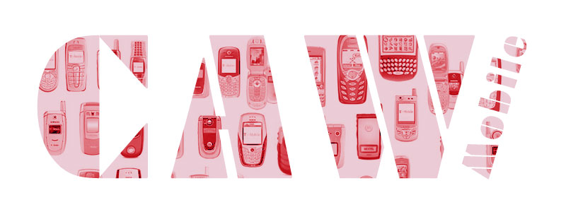 Stylized text reading: CAW Mobile