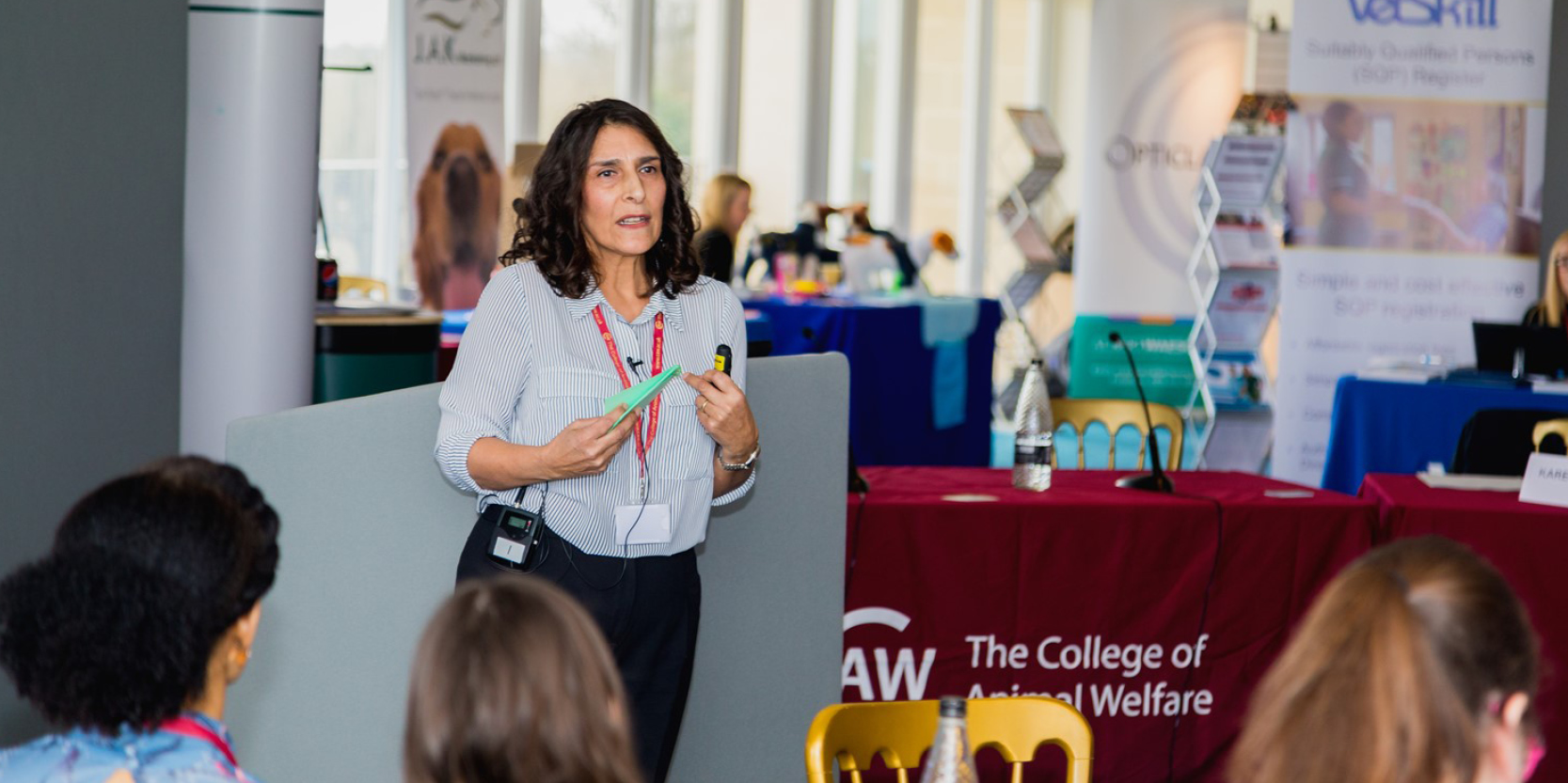 A speaker lectures at an event