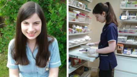 Evi working as a veterinary care assistant in vet practice