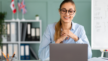 Women on a laptop delivering an online lesson