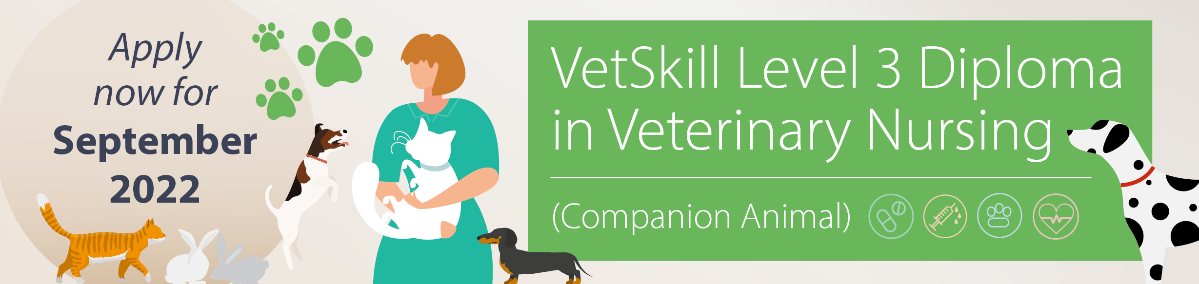 Start studying the Level 3 Diploma in Veterinary Nursing in September 2022
