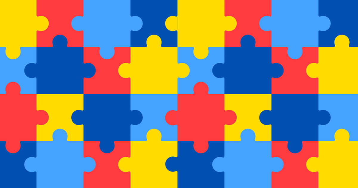 Blog post banner - autism awareness puzzle pattern