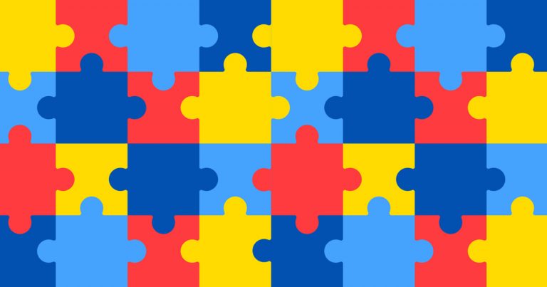 Blog post banner - autism awareness puzzle pattern