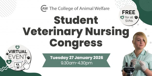 An image of a student VN with text Student veterinary nurse congress Tuesday 27 January 2026